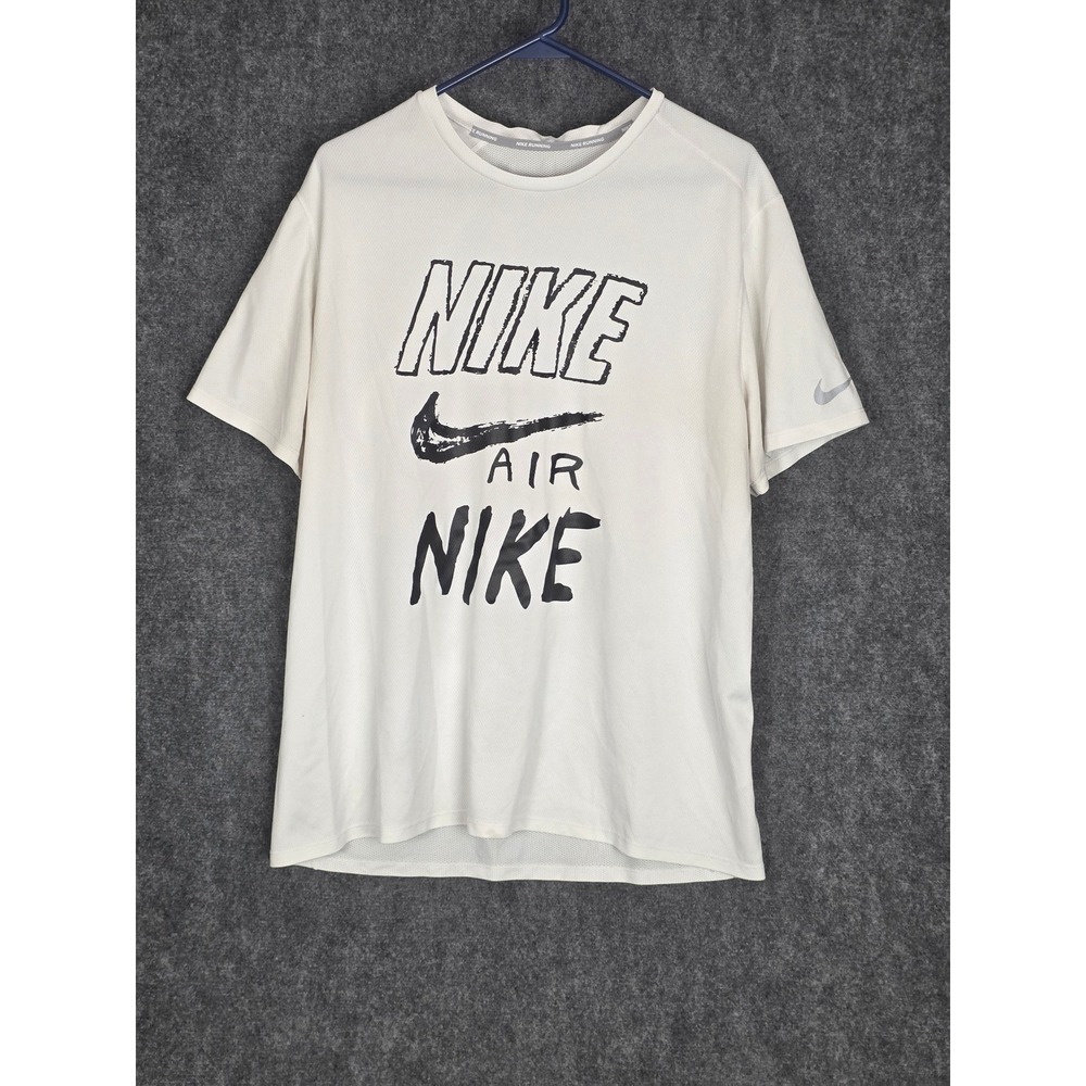 Nike Air Shirt Mens XL White Dri-Fit Running T-Shirt Athletic Graphic Top‎ Crew